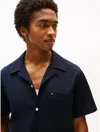 Tommy Hilfiger Regular Fit Knit Camp Shirt In Black