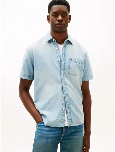 Tommy Hilfiger Regular Fit Light Wash Chambray Shirt In Blue