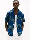 Tommy Hilfiger Regular Fit Lightweight Palm Camp Shirt In Blue