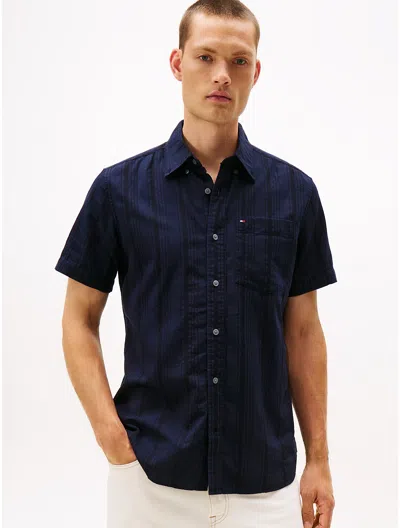 Tommy Hilfiger Regular Fit Lightweight Striped Shirt In Blue