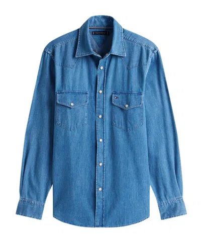 Tommy Hilfiger Regular Fit Lightweight Western Denim Shirt In Blue