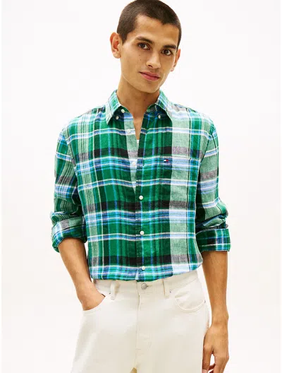 Tommy Hilfiger Regular Fit Madras Check Linen Shirt In Multi