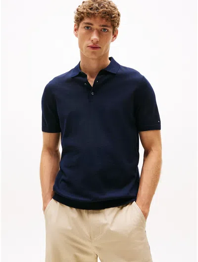 Tommy Hilfiger Regular Fit Merino Wool Polo In Black