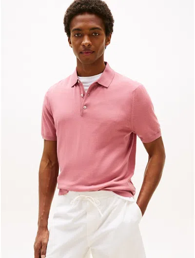 Tommy Hilfiger Regular Fit Merino Wool Polo In Pink