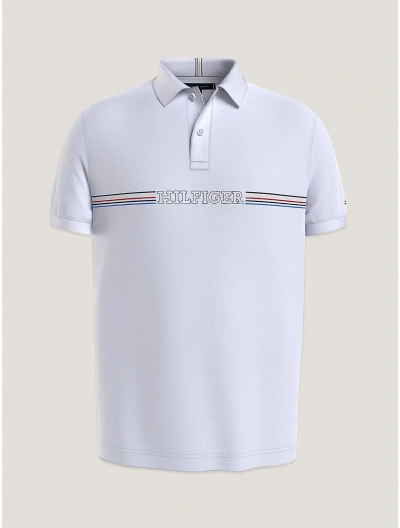 Tommy Hilfiger Regular Fit Monotype Chest Stripe Polo In White
