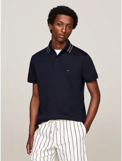 Tommy Hilfiger Regular Fit Monotype Interlock Polo In Navy