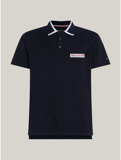 Tommy Hilfiger Regular Fit Monotype Logo Patch Polo In Navy