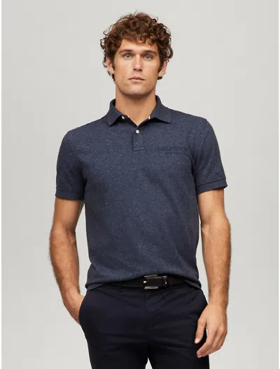 Tommy Hilfiger Regular Fit Monotype Mouline Polo In Blue Heather
