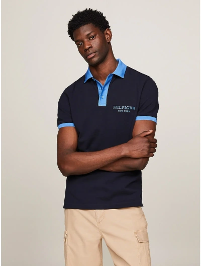 Tommy Hilfiger Regular Fit Monotype Ringer Polo In Navy