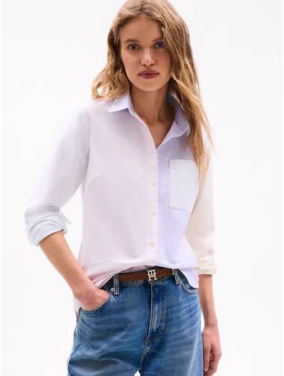 Tommy Hilfiger Regular Fit Multistripe Oxford Shirt In Optic White