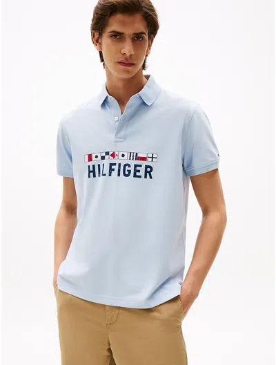 Tommy Hilfiger Regular Fit Nautical Graphic Logo Polo In Blue