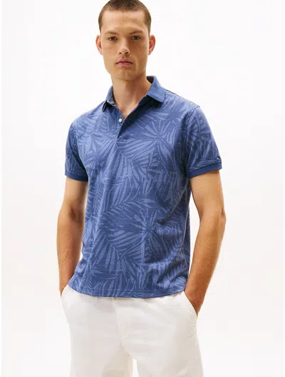 Tommy Hilfiger Regular Fit Palm Print Polo In Blue