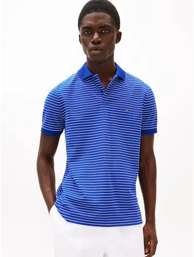 Tommy Hilfiger Regular Fit Performance Pique Polo In Wedge Blue/white