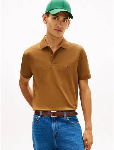 Tommy Hilfiger Regular Fit Pique Tech Polo In Brown
