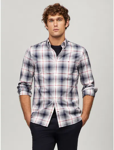 Tommy Hilfiger Regular Fit Plaid Poplin Shirt In Carbon Navy Multi