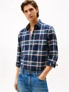 Tommy Hilfiger Regular Fit Plaid Stretch Oxford Shirt In Blue