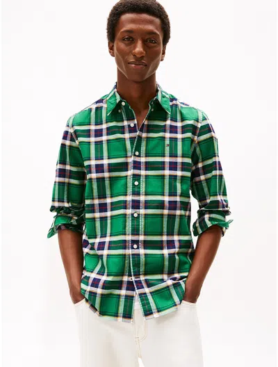 Tommy Hilfiger Regular Fit Plaid Stretch Oxford Shirt In Multi