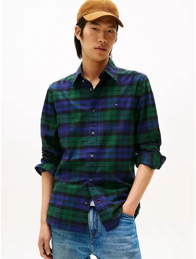 Tommy Hilfiger Regular Fit Plaid Stretch Oxford Shirt In Green