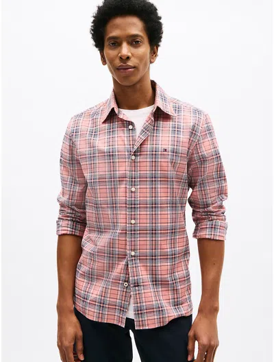 Tommy Hilfiger Regular Fit Plaid Stretch Poplin Shirt In Teaberry Blossom