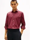 Tommy Hilfiger Regular Fit Plaid Thflex Dress Shirt In Burgundy