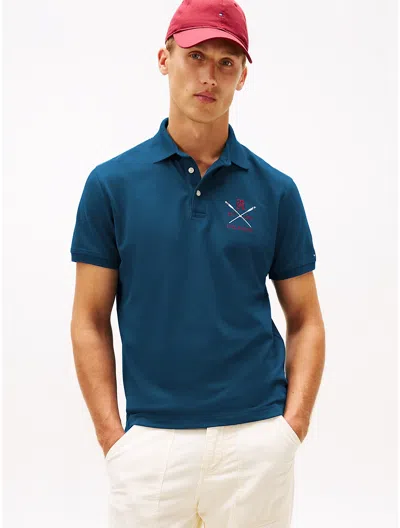 Tommy Hilfiger Regular Fit Rowing Crew Logo Polo In Blue