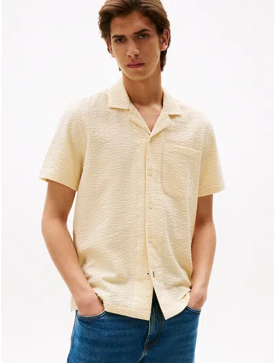 Tommy Hilfiger Regular Fit Seersucker Camp Shirt In Brown