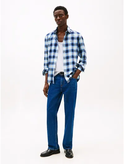 Tommy Hilfiger Regular Fit Shadow Check Brushed Shirt In Blue