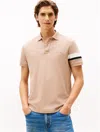Tommy Hilfiger Regular Fit Signature Stripe Sleeve Polo In Brown