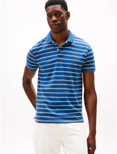 Tommy Hilfiger Regular Fit Smooth Cotton Interlock Polo In Blue