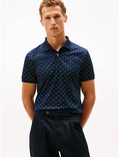 Tommy Hilfiger Regular Fit Smooth Cotton Interlock Polo In Blue