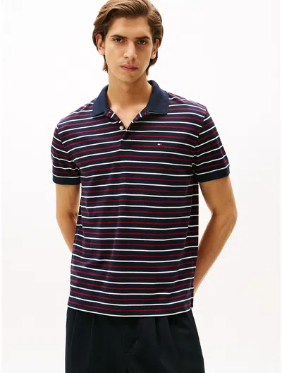 Tommy Hilfiger Regular Fit Smooth Cotton Interlock Polo In Blue