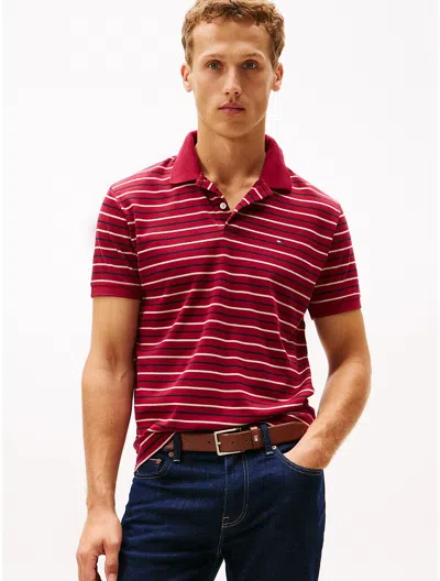 Tommy Hilfiger Regular Fit Smooth Cotton Interlock Polo In Red