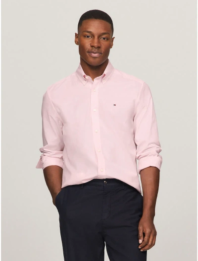 Tommy Hilfiger Regular Fit Solid Poplin Shirt In Simple Pink/optic White