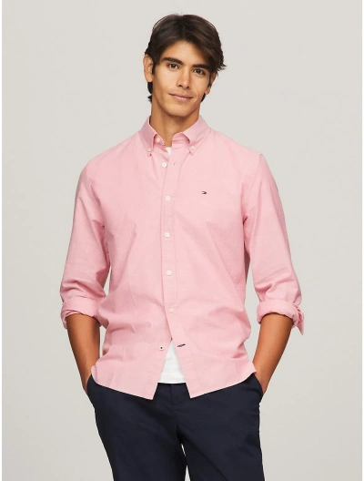 Tommy Hilfiger Regular Fit Solid Stretch Oxford Shirt In Pink