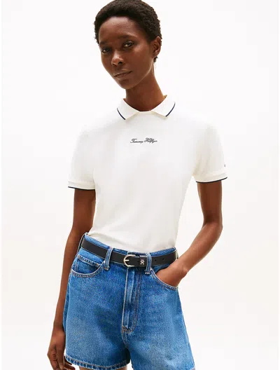 Tommy Hilfiger Regular Fit Stretch Crewneck Polo In White