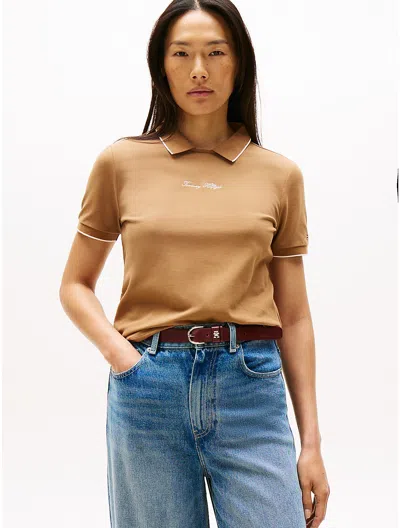 Tommy Hilfiger Regular Fit Stretch Crewneck Polo In Neutral