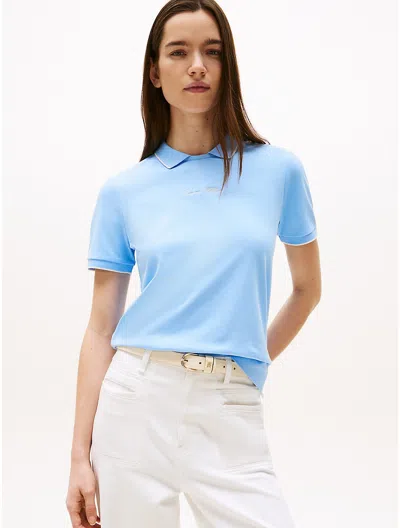 Tommy Hilfiger Regular Fit Stretch Crewneck Polo In Blue