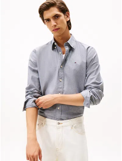 Tommy Hilfiger Regular Fit Stretch Oxford Shirt In Gray