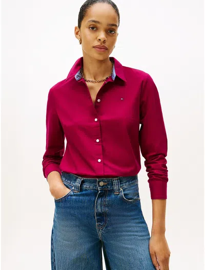 Tommy Hilfiger Regular Fit Stretch Oxford Shirt In Red