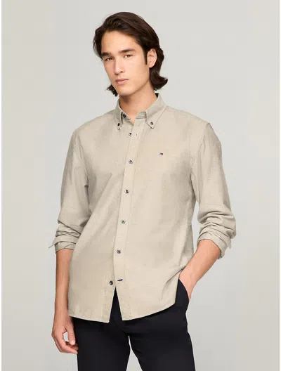 Tommy Hilfiger Regular Fit Stretch Oxford Shirt In Classic Beige