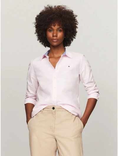 Tommy Hilfiger Regular Fit Stretch Oxford Shirt In Cradle Pink