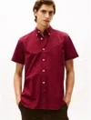 Tommy Hilfiger Regular Fit Stretch Oxford Shirt In Burgundy