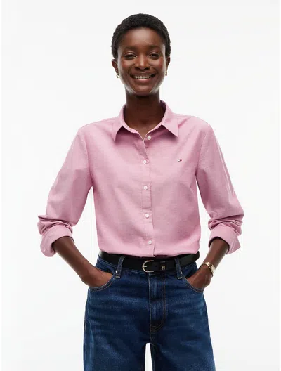 Tommy Hilfiger Regular Fit Stretch Oxford Shirt In Pink