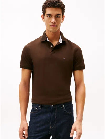 Tommy Hilfiger Regular Fit Stretch Tommy Polo In Brown