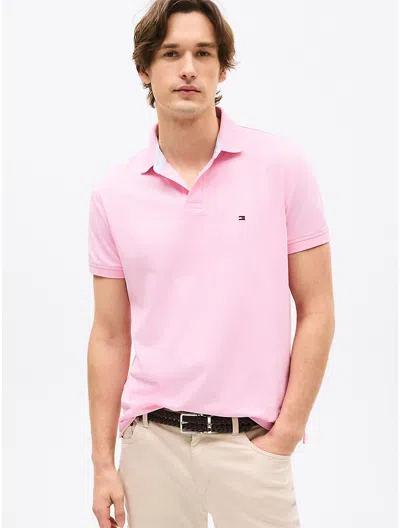 Tommy Hilfiger Regular Fit Stretch Tommy Polo In Classic Pink