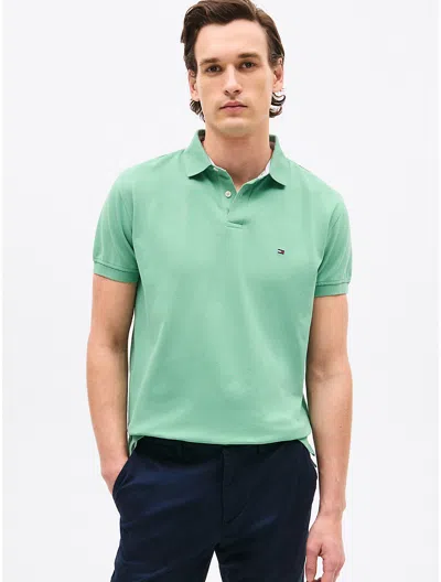 Tommy Hilfiger Regular Fit Stretch Tommy Polo In Frosted Evergreen
