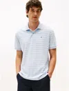 Tommy Hilfiger Regular Fit Stripe Cotton Polo In Breezy Blue