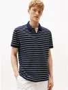 Tommy Hilfiger Regular Fit Stripe Cotton Polo In Navy