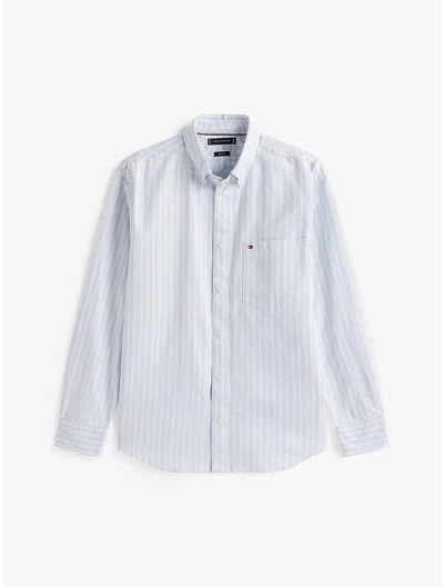 Tommy Hilfiger Regular Fit Stripe Oxford Shirt In Breezy Blue/white