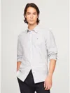 Tommy Hilfiger Stripe Stretch Regular Fit Oxford Shirt In Cypress Green/optic White